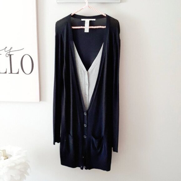 EUC Max Studio black  &  grey longline cardigan sweater, L - Picture 5 of 8